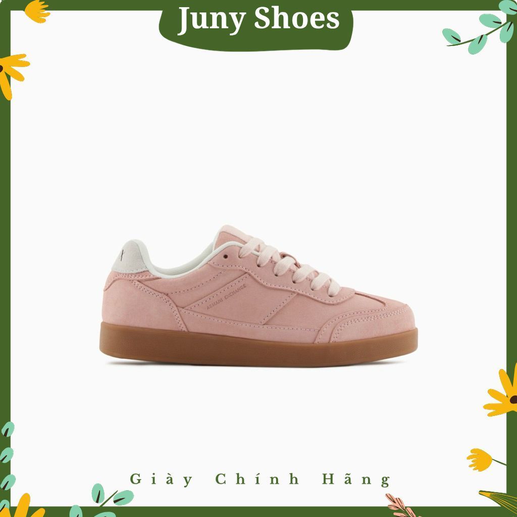 [Chính Hãng] Giày Sneaker Nữ Armani Exchange A|X Hồng Pastel – Da Lộn, Đế Gum Cổ Điển