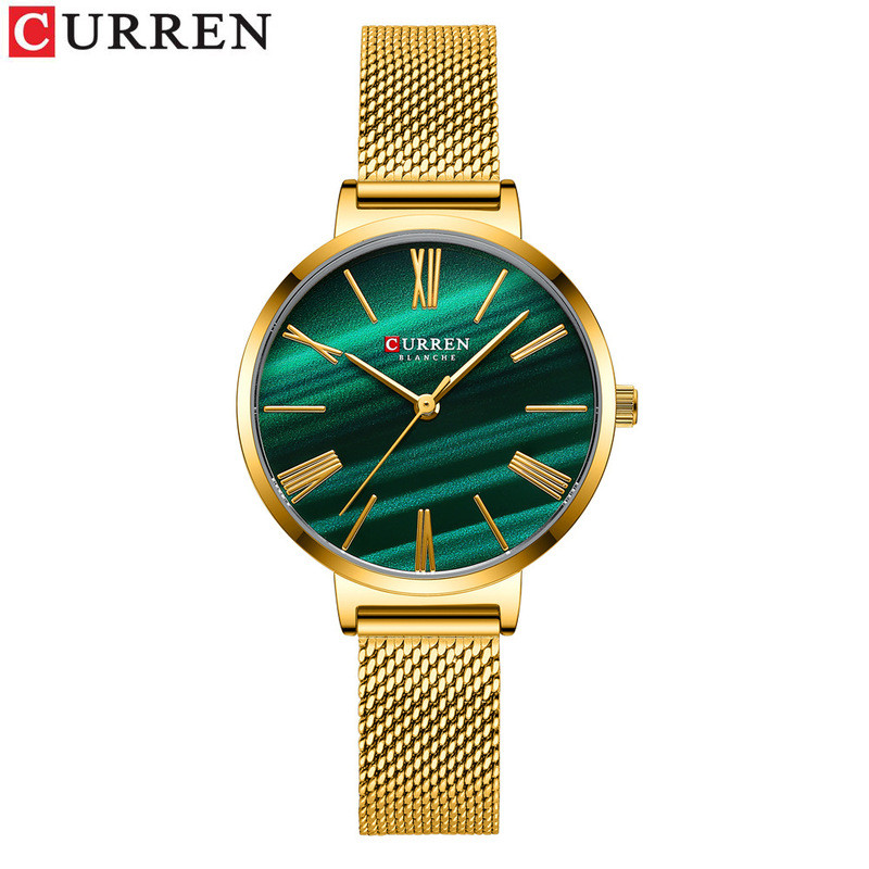 Hàng sẵn có Vận chuyển nhanh CURREN / Karien 9076 Nhân vật La Mã Dây lưới siêu mỏng Đồng hồ nữ Mặt s