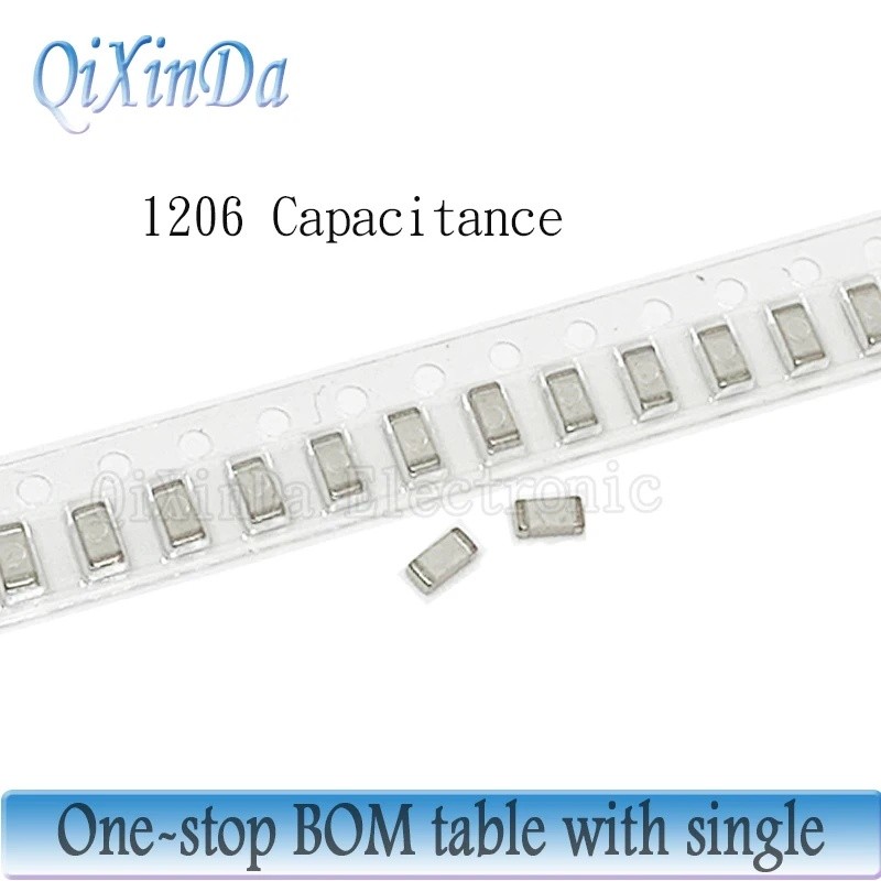 100 chiếc 1206 SMD Chip Tụ gốm nhiều lớp 0,5pF - 100uF 10pF 220pF 1nF 10nF 47nF 100nF 0.1uF 1uF 2.2u