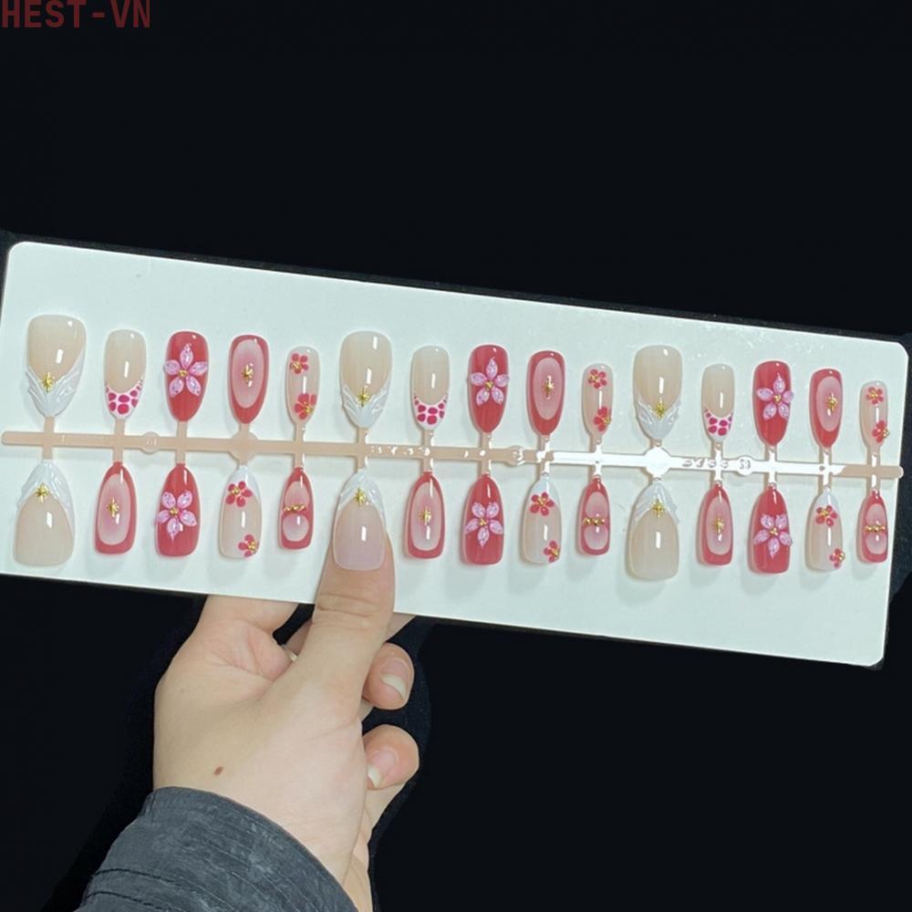 Handmade Press On Nails  FOR french  Style Starry Design Short Square Fake Nails