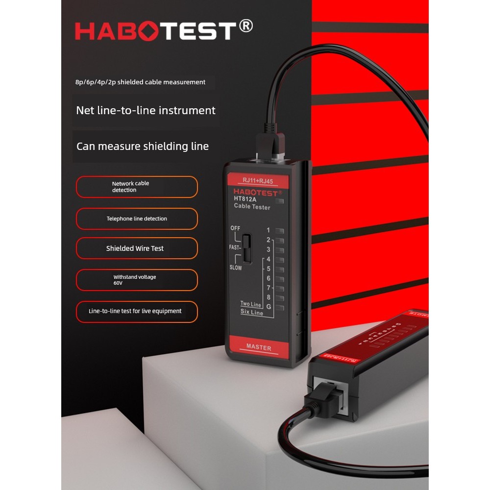 Huabo HT812 Thiết bị theo dõi cáp mạng Chống nhiễu với kiểm tra cáp mạng che chắn điện Bộ tìm đường 