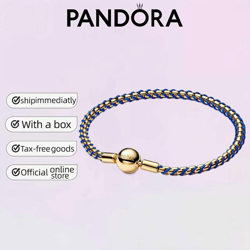 Dây Xanh Hộp Dây Xích Vòng Tay Pandora 925 Bạc Trang Sức Quà Tặng Tinh Tế Cặp Đôi Bộ Quà Tặng