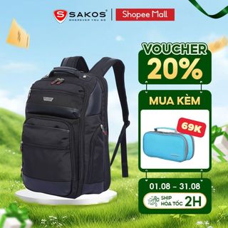 Balo laptop du lịch cao cấp sakos cyber 15.6 inch trang bị đệm eva êm ái chống sốc