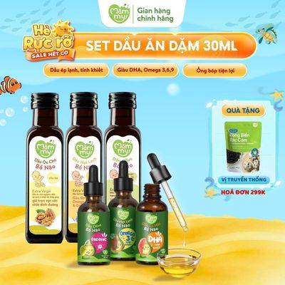 Dầu Ăn Dặm cho bé Mămmy cá hồi, hạt lanh, olive, gấc, óc chó bổ sung DHA và Omega 3-6-9 bé 6th
