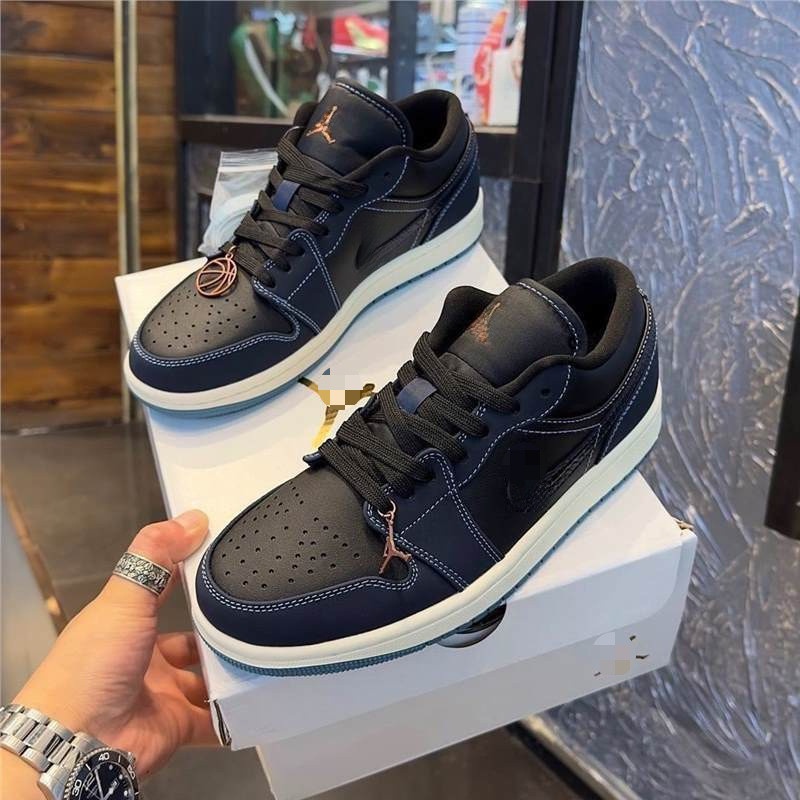 AJ1 Đen Xanh Khâu Tất Cả Các Ngôi Sao Phong Cách Mới Giày Thể Thao aj1 Thấp-Top Giày Bóng Rổ Cặp Đôi