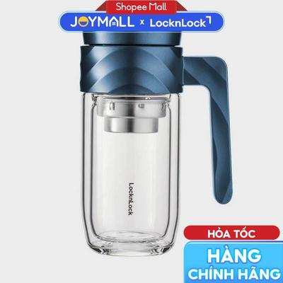 Bình thủy tinh cao cấp 2 lớp LocknLock LLG925BLU 350ml, hàng chính hãng, có lõi lọc trà, nắp kín - JoyMall