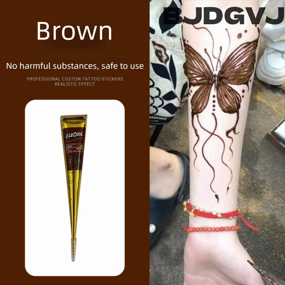 BJDGVJ Henna Tattoo Cream, Đen Nâu Tạm Thời Henna Paste Cone, Kem Henna Bán Cố Định Dễ Sử Dụng Kem H
