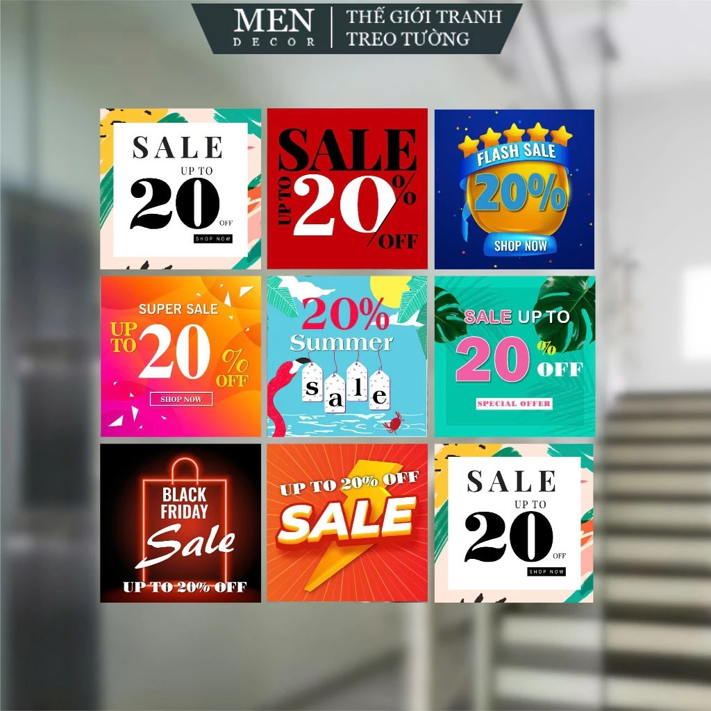 Decal Poster BIG SALE, SALE OFF, BLACK FRIDAY, SUMMER SALE, FLASH SALE, Decor Cửa Hàng