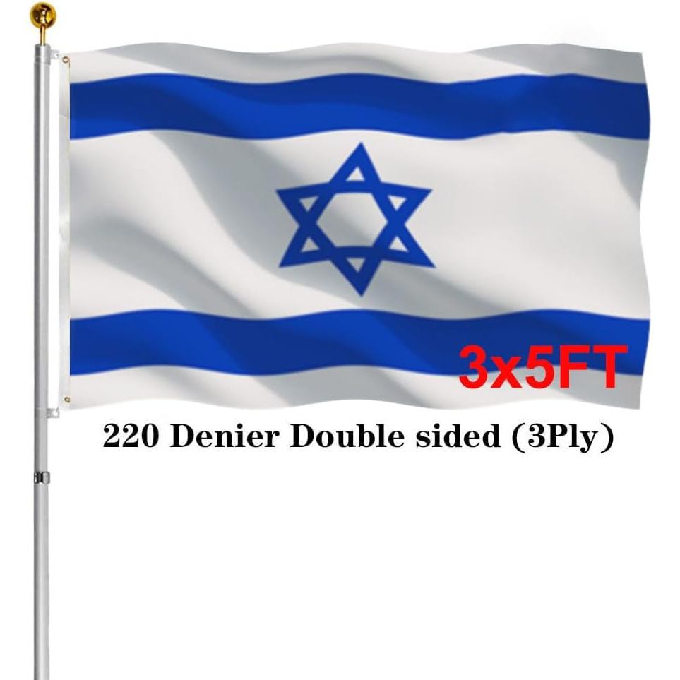 Cờ Israel hai mặt Jayus 3x5 FT Ngoài trời - Biểu ngữ quốc kỳ Israel hạng nặng 220D với 2 Grommets