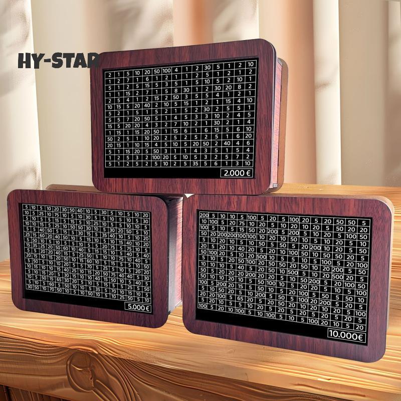 HY-STAR> hộp tiền bằng gỗ với mục tiêu theo dõi tiết kiệm-1000 đến 10000 Euro