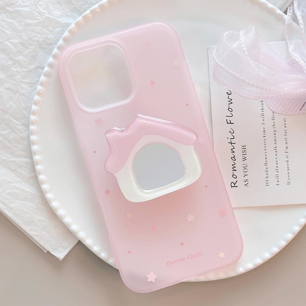 Ins Style Pink House Gương Giá Đỡ Thích Hợp Cho iphone15pro max Apple 16 Ốp Điện Thoại 13 Niche 17