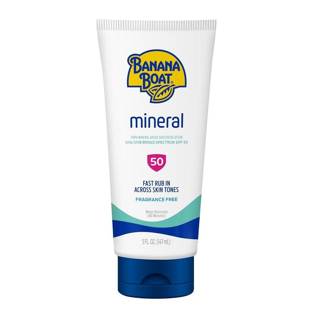 chống nắng Banana Boat Mineral SPF50,5Ounce | chống nắng oxit kẽm, cần thiết trên bãi biển, SPF50Sun