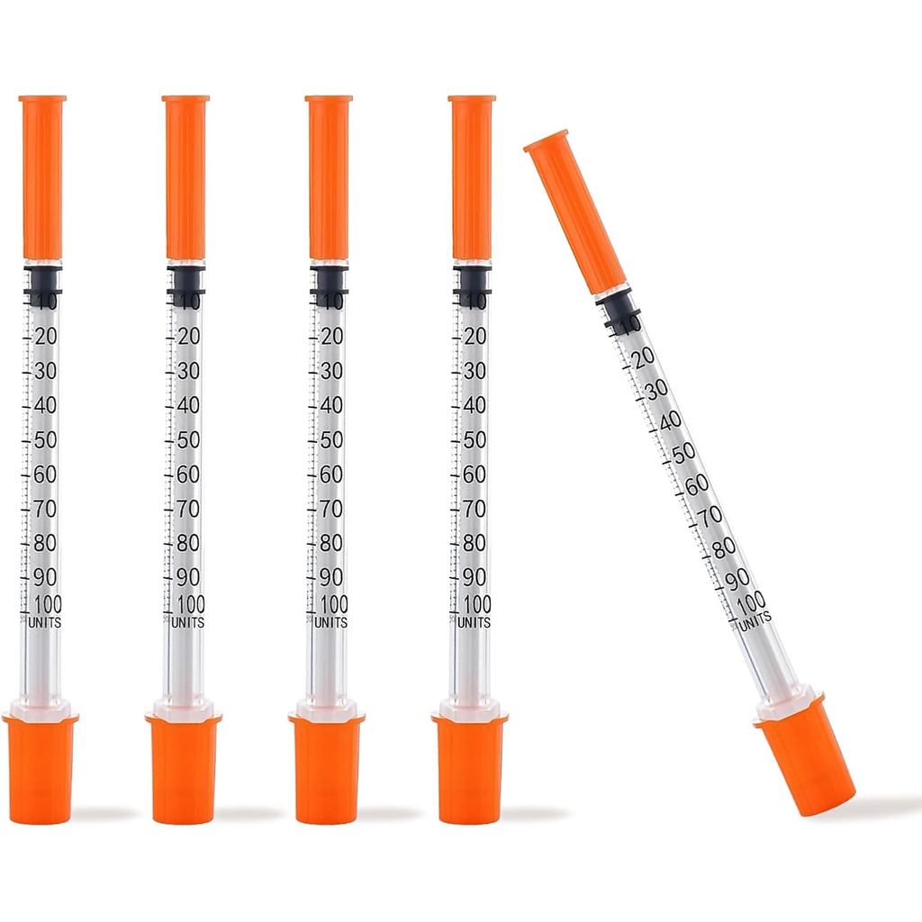 Ống tiêm 1ML với kim 31G 5 / 16 ", 100PACK Đồ dùng phòng thí nghiệm được bọc riêng (1CC 31G 5 / 16" 