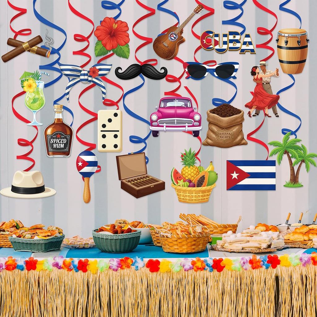Epakh 20 Chiếc Havana Trang Trí Tiệc Đêm Cuba Trang Trí Tiệc Treo Swirls Cuba Chủ Đề Treo Trần Trang
