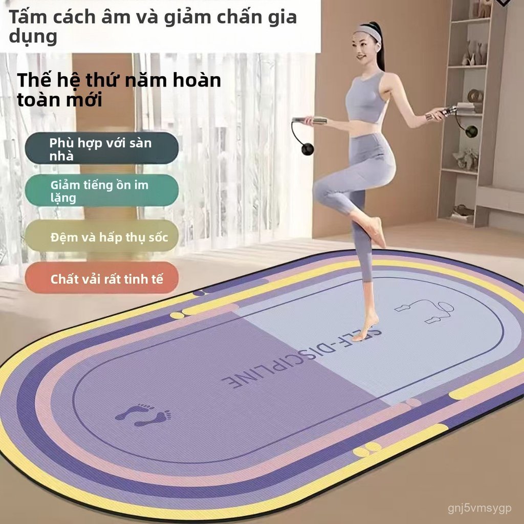 Thảm tập yoga nhảy dây giảm chấn êm ái trong nhà tập gym thể thao dầy dặn chống trượt cách âm giao n