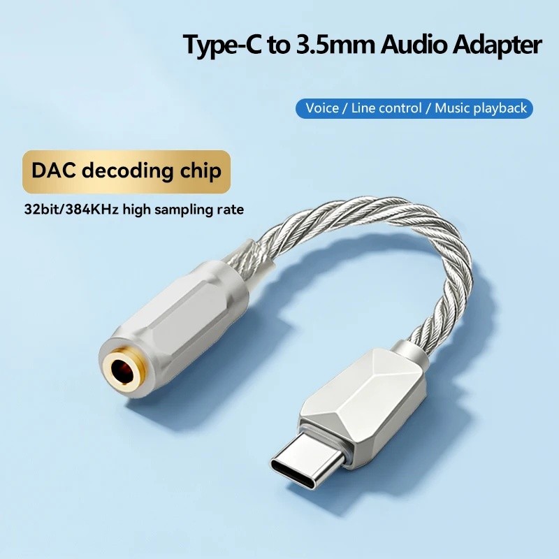Bộ khuếch đại tai nghe USB C DAC Type-C sang 3,5mm 32Bit 384KHz Dongle DAC KT02H20 Bộ chuyển đổi giả