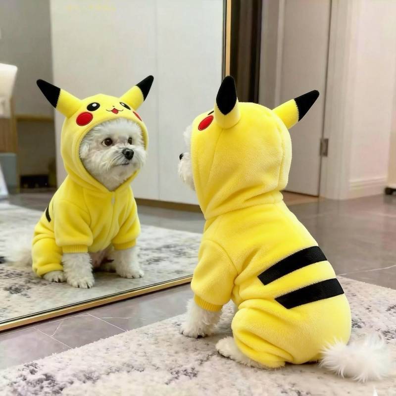 Dog Clothes Pikachu Pet Costume Autumn and Winter Warm Bichon Teddy/Pomeranian Small Dog Pet Cat Fou