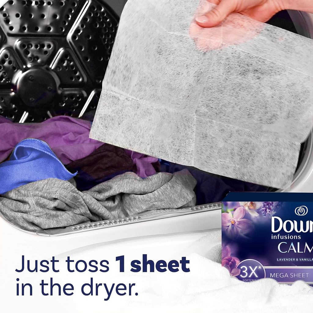 Giấy thơm Downy Mega Dryer Sheets Laundry Fabric Softener 65 tờ (Mỹ)