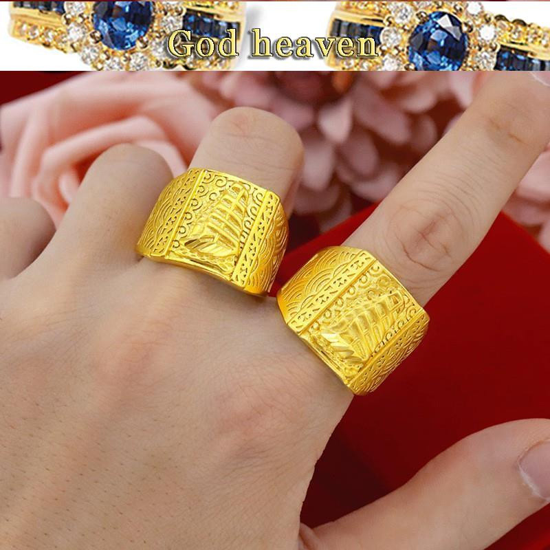 Vàng nguyên chất 24K 916 Nhẫn vàng Việt Nam cát 916 vàng thuyền nam nhẫn lớn cát 916 vàng trơn thuyề