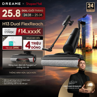 Dreame H13 Dual FlexReach Máy hút bụi lau sàn không dây | đa năng 6 trong 1 | Lực hút 23.000Pa | BH 24 tháng