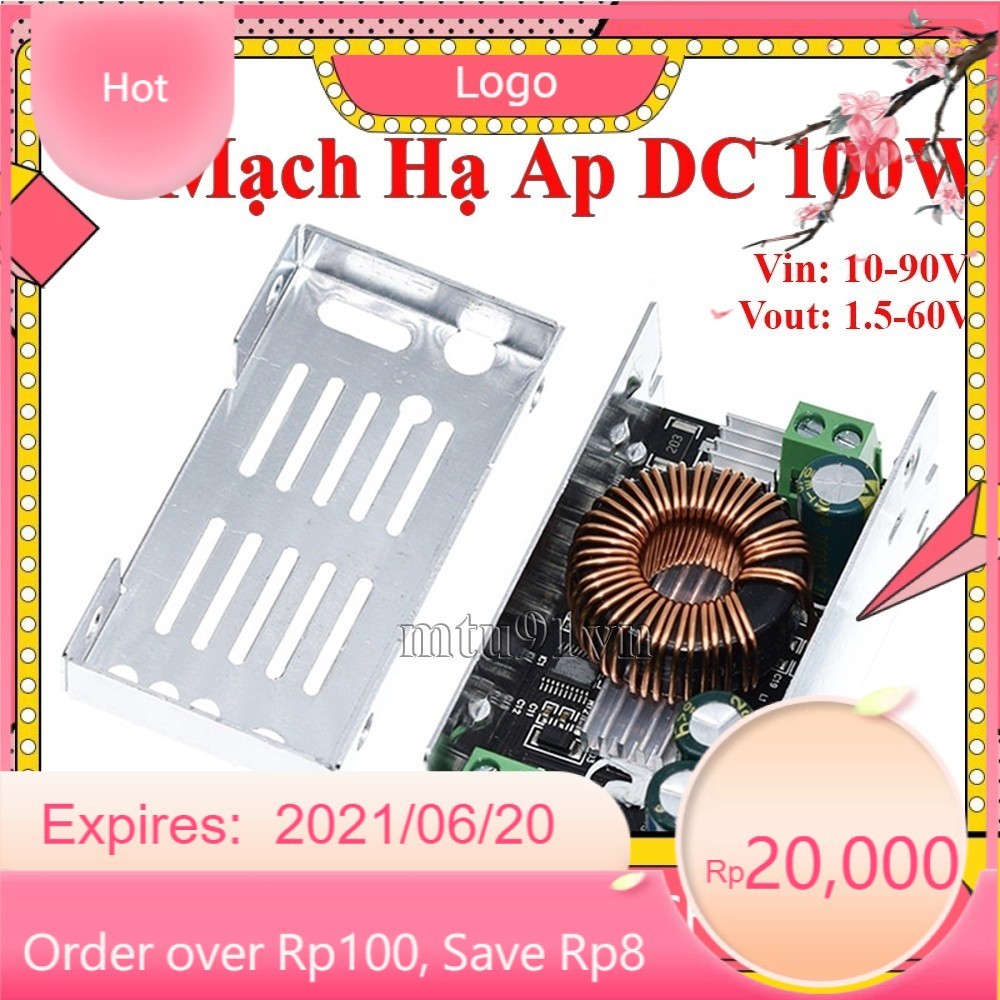 303 Mạch Hạ Áp, Giảm Áp DC Buck90 - Vào 12-90VDC ra 1.5-60VDC - Công Suất Tối Đa 100W 6A