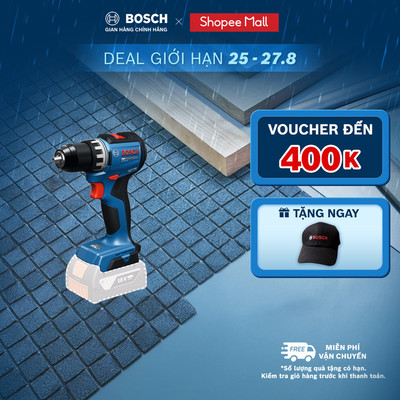 Máy khoan búa vặn vít pin Bosch GSB 18V-52 – Động cơ không chổi than, khoan tường, đầu kẹp kim loại
