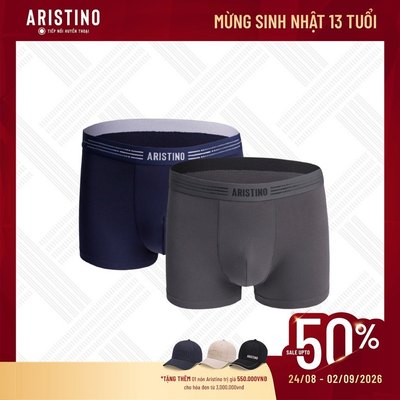 Quần lót nam ARISTINO dáng Boxer cotton thoáng mát, co giãn, kháng khuẩn tự nhiên ABX056