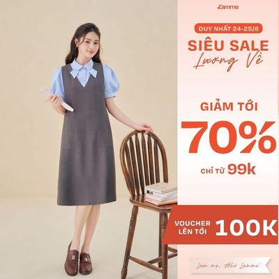 Yếm bầu công sở, yếm suông Helene Dress chất liệu chéo hàn cao cấp với họa tiết kẻ sọc dễ phối thiết kế BY L'AMME