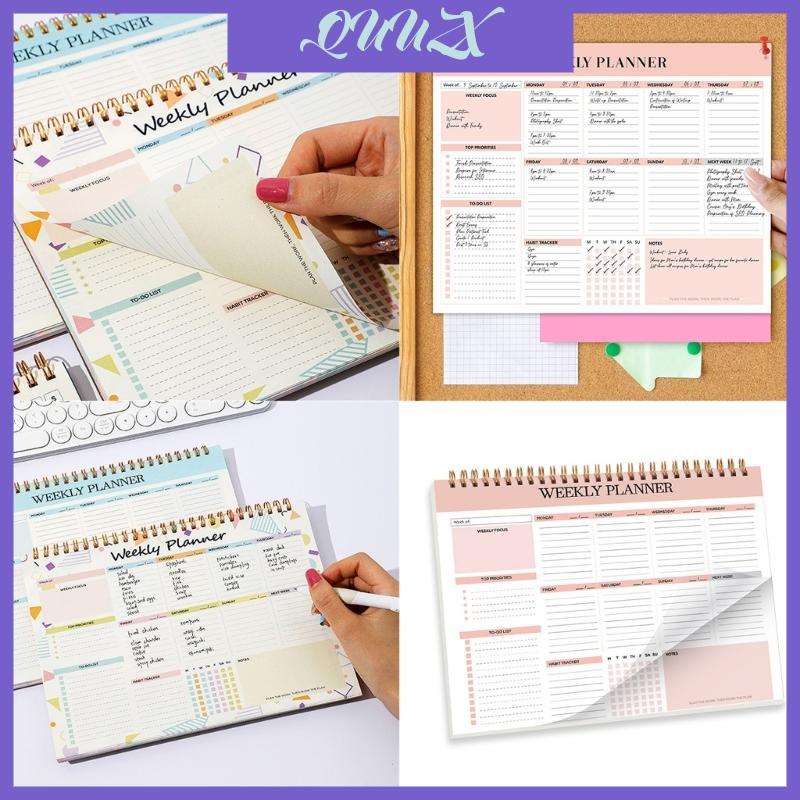 QUU Twin Coil Binding Planner Notebook Academic Planner 52 Week Journal Notebook cho kế hoạch hàng t