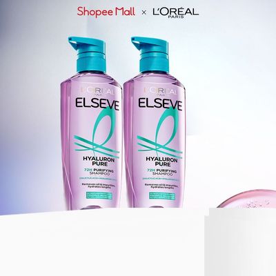 Bộ đôi dầu gội nhẹ bồng tóc 72H HA Moist da đầu khô hoặc Pure da đầu dầu L'Oreal Paris 620mlx2