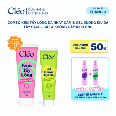 [LIVE] Combo Kem Tẩy Lông Dành Cho Da Nhạy Cảm/Da Thường 50G & Kem Dưỡng Da Sau Tẩy Lông Cleo 20g