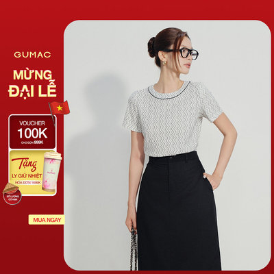 Áo Thun Nữ GUMAC Form Suông Cổ Tròn Phối Viền Mí Ôm Eo Nhẹ Dễ Phối Đồ Hằng Ngày ATG08032