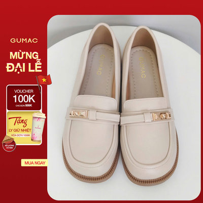 Giày Nữ GUMAC Búp Bê Đế Bệt Mũi Tròn Phối Khóa Dễ Mang Dễ Phối Đồ GF12006