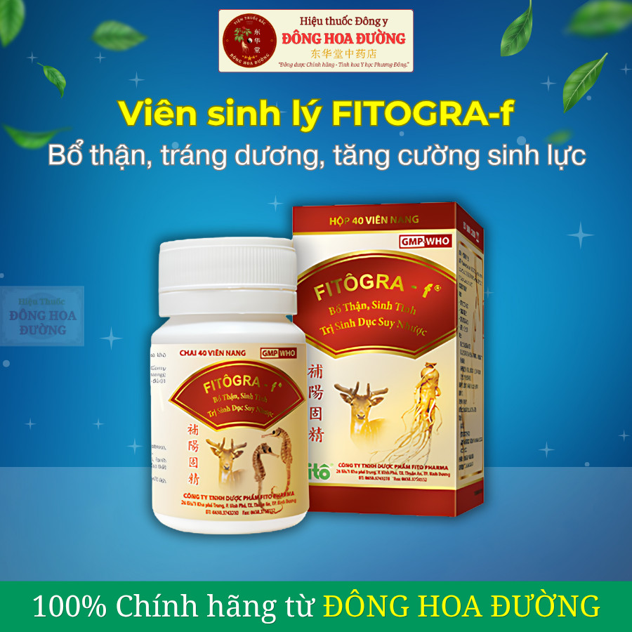 Viên uống Fitôgra F (Chai 40 viên) Hỗ trợ bổ thận, tăng cường sinh lực, giảm mệt mỏi, nâng cao sức khỏe nam giới
