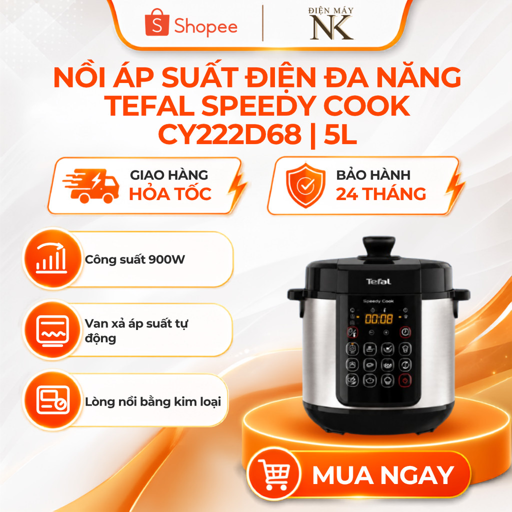 Nồi áp suất điện đa năng Tefal Speedy Cook CY222D68 5L| 900W | Bảo Hành 24 Tháng