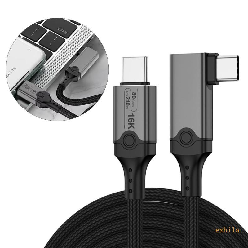 Cáp exhila USB5 80Gbps USB C sang USB C 240W Cáp hiển thị sạc nhanh Hỗ trợ cáp dữ liệu 16K 30Hz 80Gb
