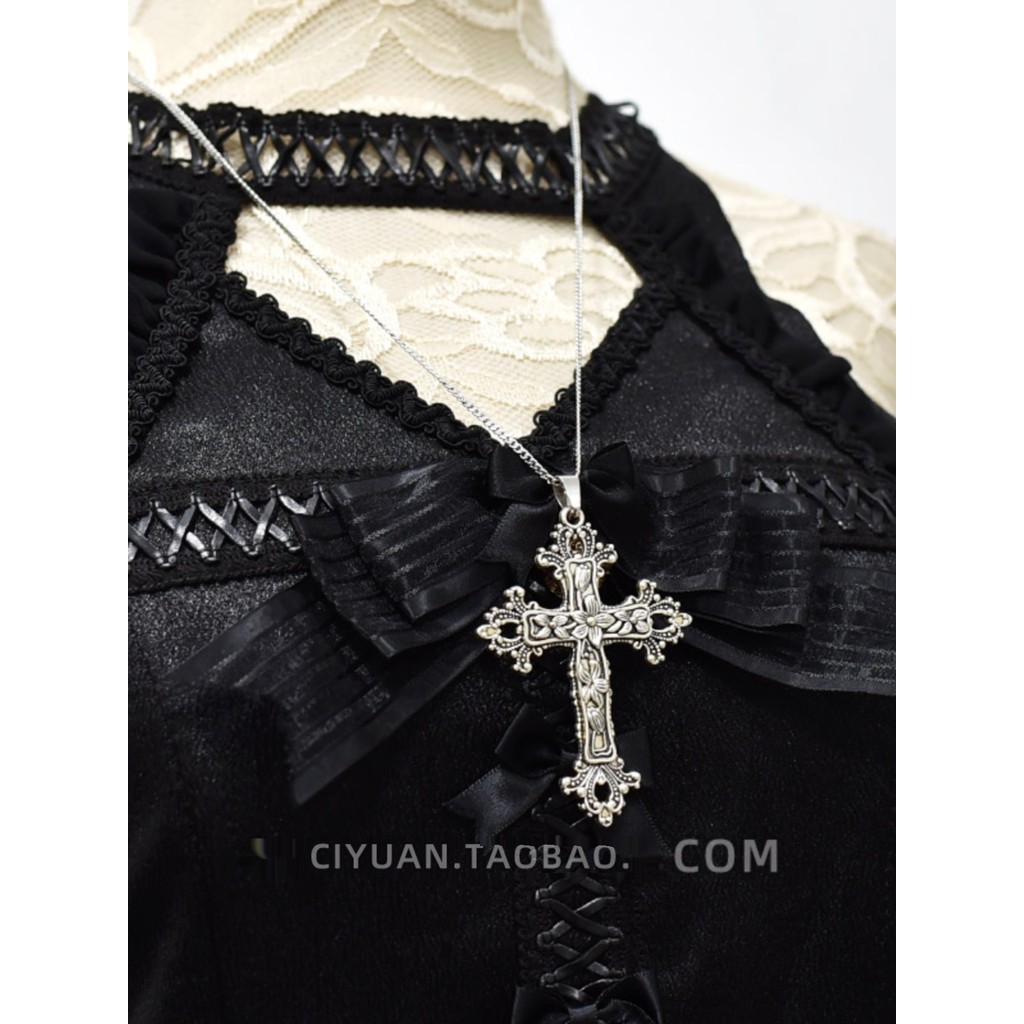 Gothic lolita lolita Punk Gothic Hơi Nước Văn Hóa Châu Á y2k Chữ Thập Vòng Cổ choker Phụ Kiện Vòng C