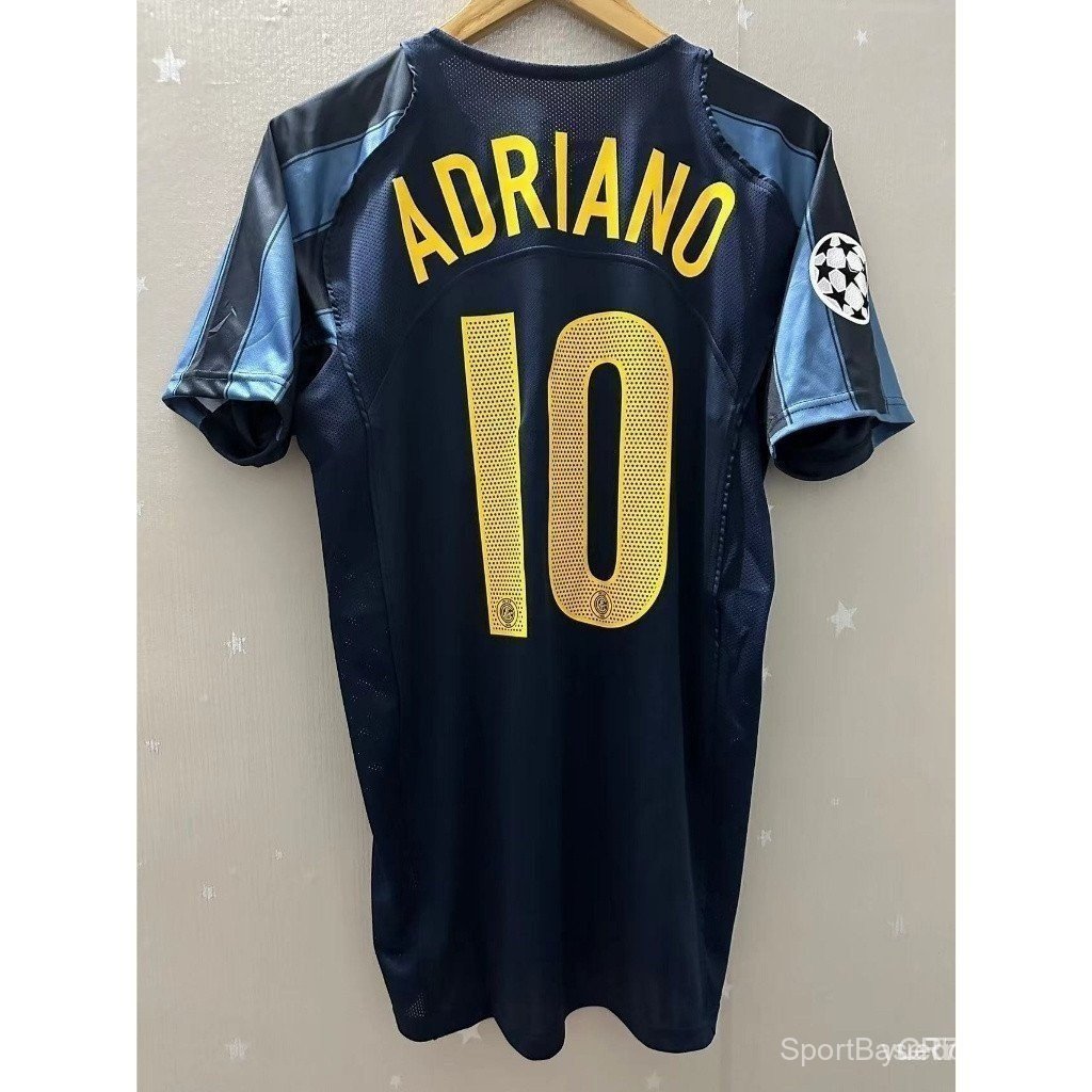 04-05 Milan Inter De Alta Calidad Personalizado Futbol Jersey Adriano SSS + 5SJO