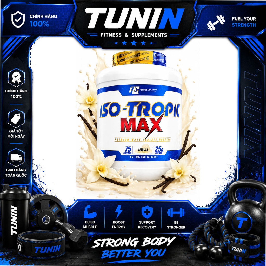 Ronnie Coleman Iso Tropic Max 5lbs Vị Vani – 100% Whey Protein Isolate Tinh Khiết (75 Lần Dùng)