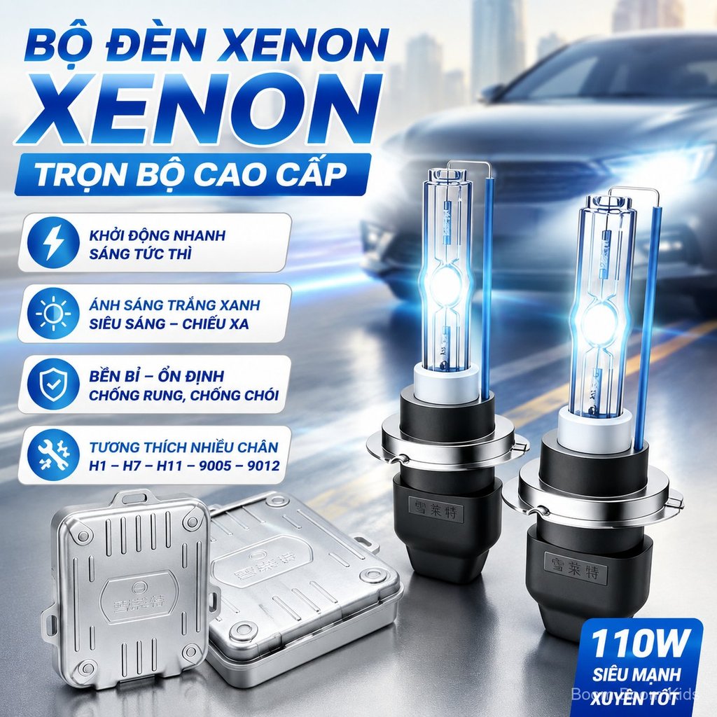 Bộ đèn Xenon cao cấp 55W H1 H7 H11 9005 9012 chống chói sáng mạnh, lắp nhanh cho ô tô