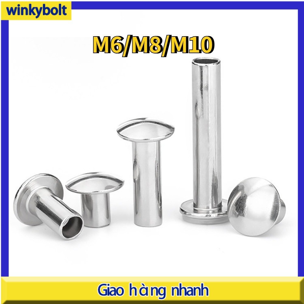 Đinh tán rỗng inox 304 đầu tròn / Đinh tán ống inox 304 đầu bán nguyệt/ M6 / M8 / M10 【BoltGo】