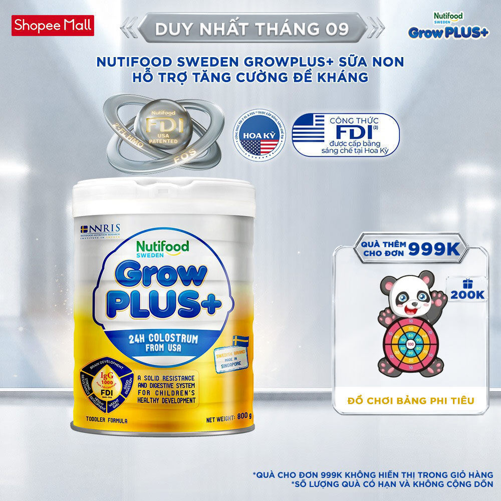 Sữa non GrowPLUS+ (vàng) trên 1 tuổi Singapore tăng cường hệ miễn dịch và hấp thu chất dinh dưỡng (L