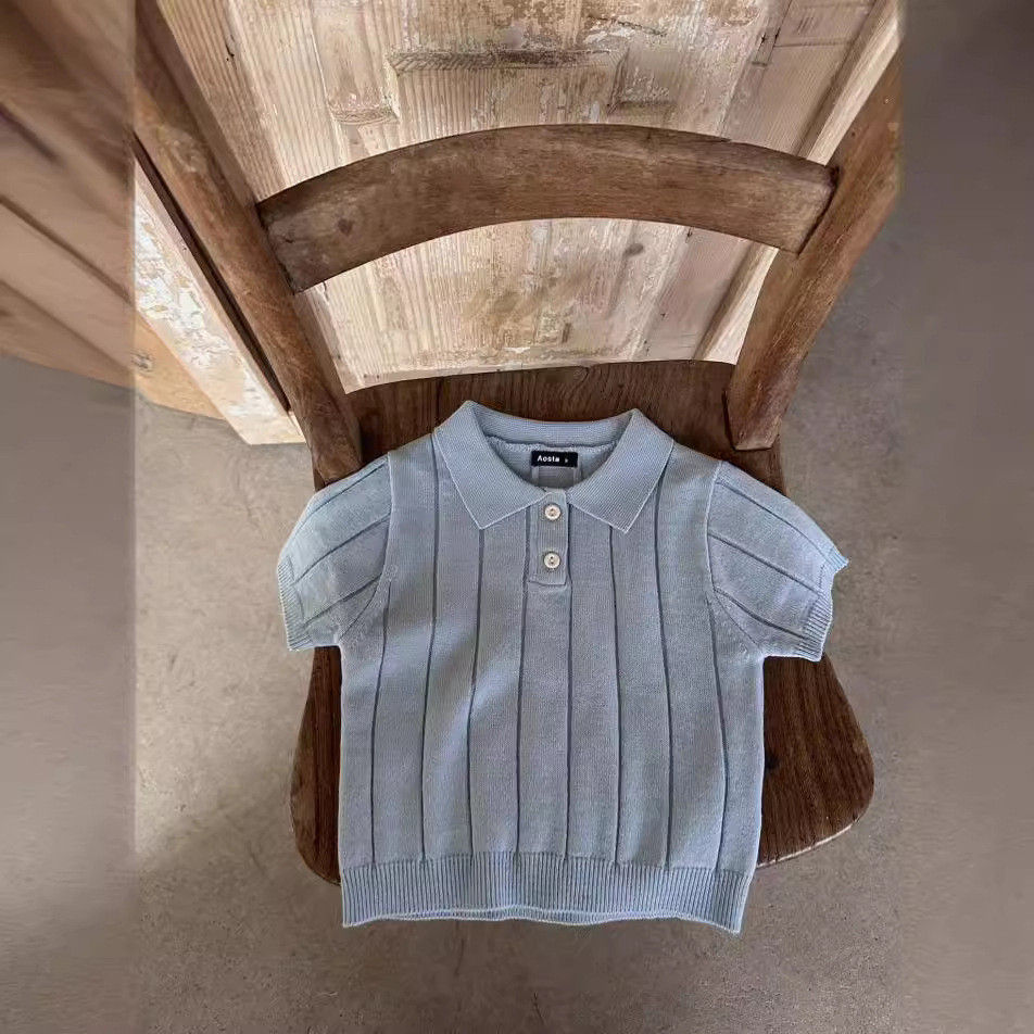 0-3 Years Old Korean Fashion Baby Knitwear Summer Lapel Pullover Infant Tops