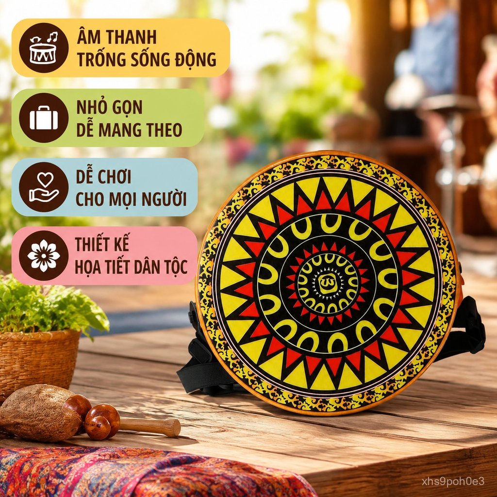 Trống cajon mini bongo xách tay, đánh tay, nhỏ gọn, phong cách dân tộc