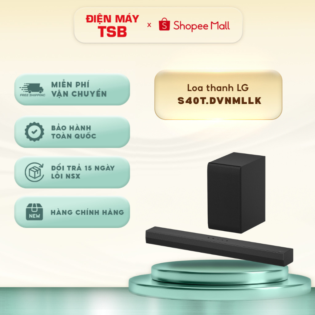 Loa thanh LG Soundbar S40T.DVNMLLK - Dolby Audio, AI Sound Pro - Bảo hành chính hãng 12 tháng