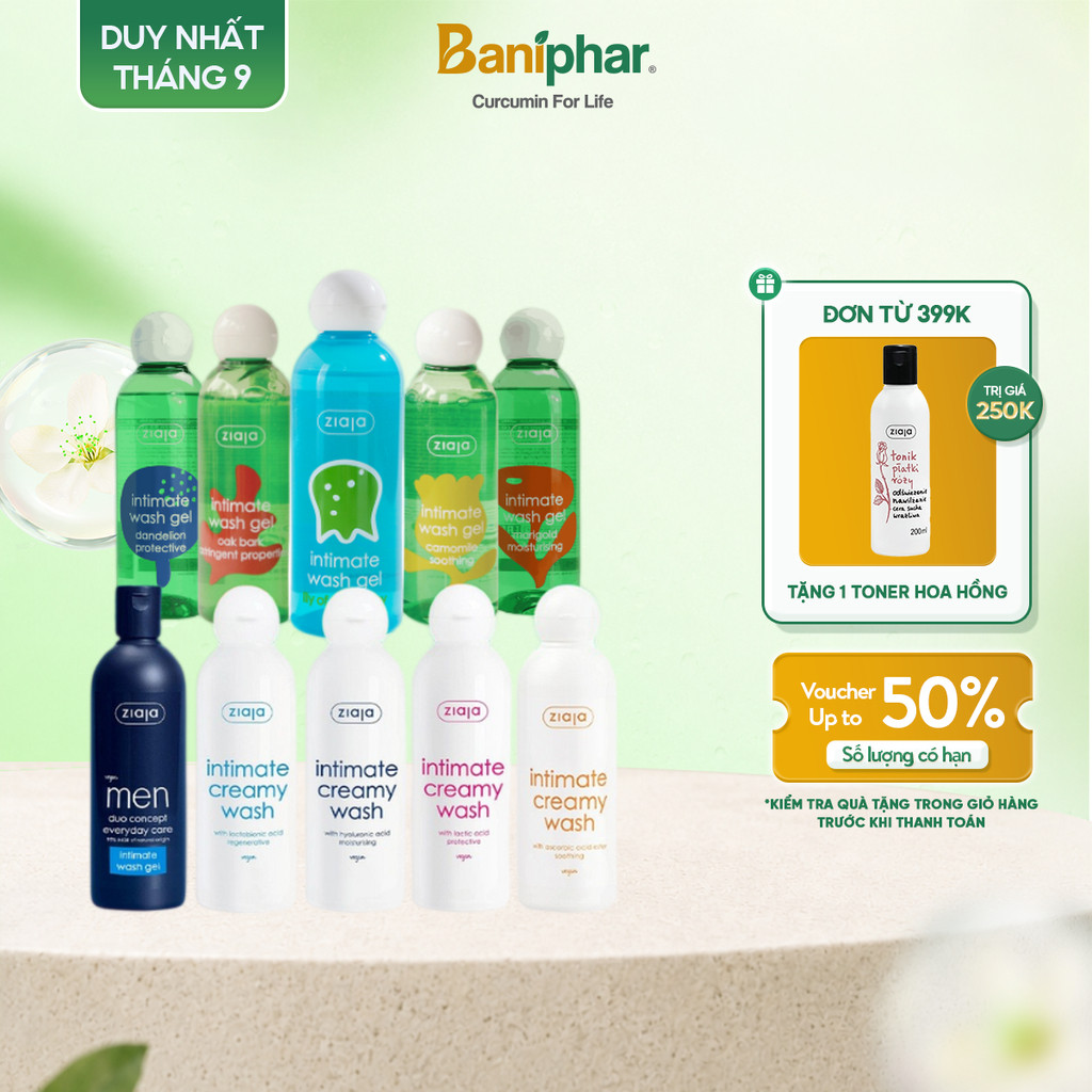 Dung dịch vệ sinh phụ nữ Intimate ZIAJA giúp làm sạch dưỡng ẩm khử mùi và cân bằng độ pH 200ml