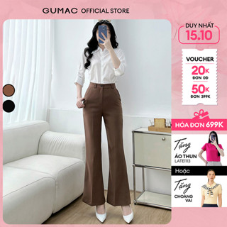 [NEW] Quần tây nữ ống loe lưng quần đỉa đôi có túi xéo hai bên thời trang GUMAC LQF0907