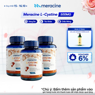 COMBO 3 Viên uống Meracine L-Cystine 500mg giúp sáng da, hỗ trợ giảm nám, giảm mụn, rụng tóc\(Lọ 60V))
