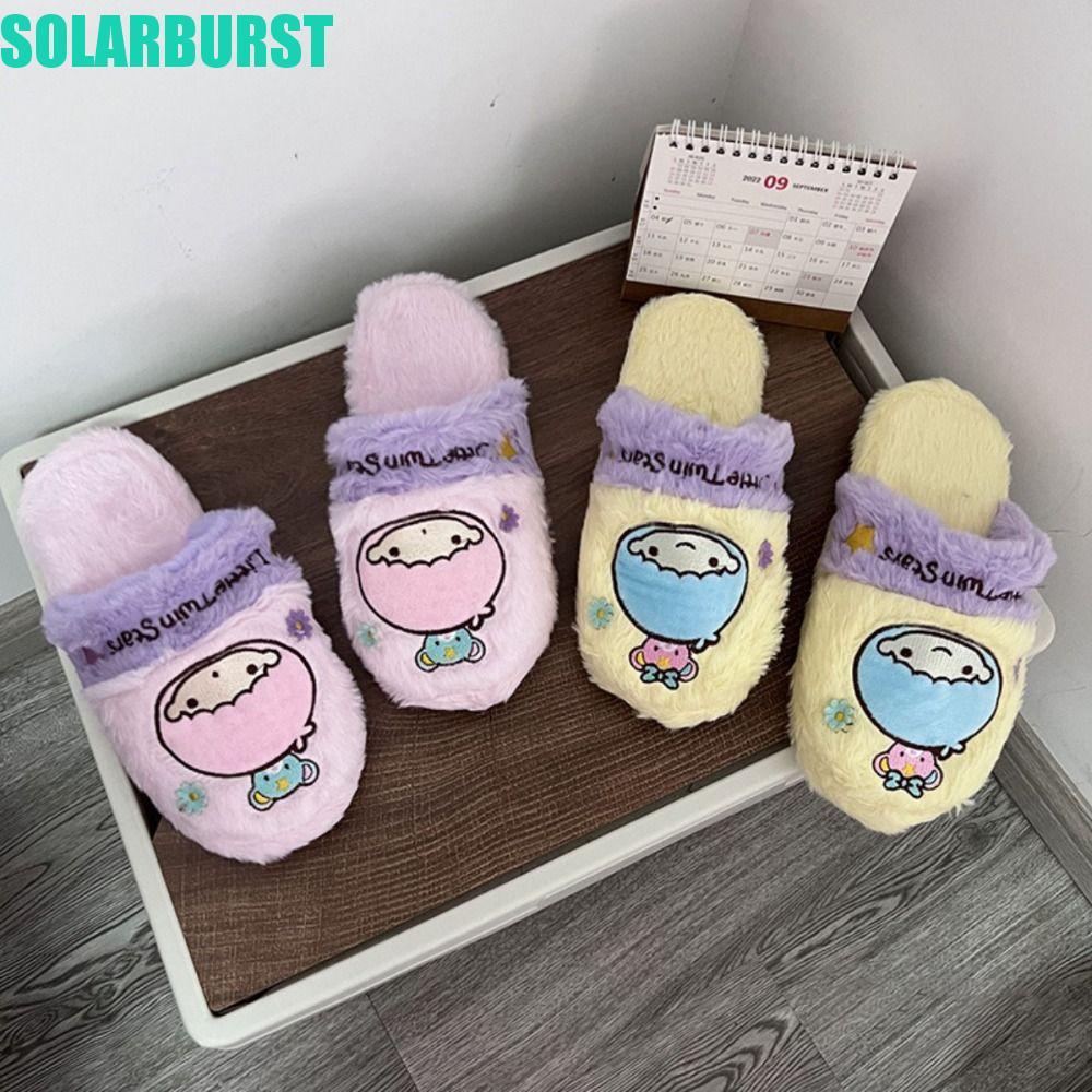 Dép Kuromi SOLARBURST, Cinnamoroll My Melody Fleece Dép Nữ, Thường Ngày Pompom Purin Letter Kawaii D