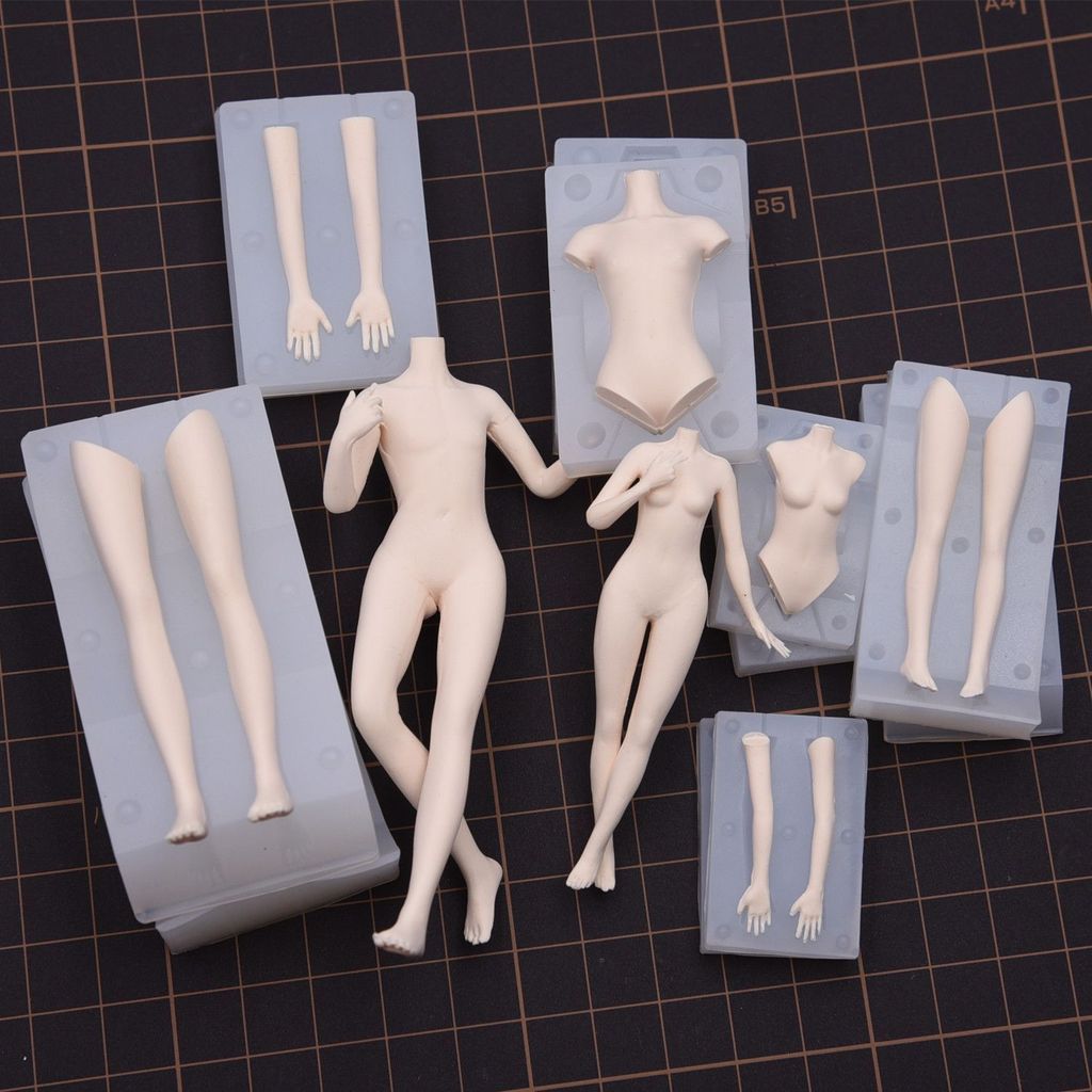 Q Phiên Bản Nendoroid Búp Bê Cơ Thể Khuôn Nam Nữ Toàn Thân Khuôn Silicon DIY Hình Đất Sét Mềm Cơ Thể